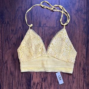 Chic Me Boutique Rose Yellow Crochet Halter Crop Top